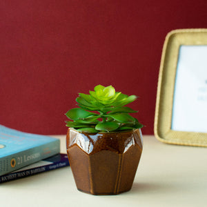 Brown Quirky Geometric Planter Planters June Trading