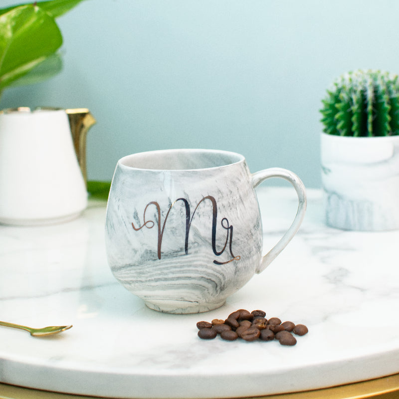 Marble Accent Mr Initials Ceramic Mug Coffee Mugs June Trading