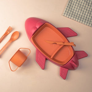 Adventure Lover Aircraft-Style Kids Platter Cup Set Lunch Boxes June Trading Apricot Rose