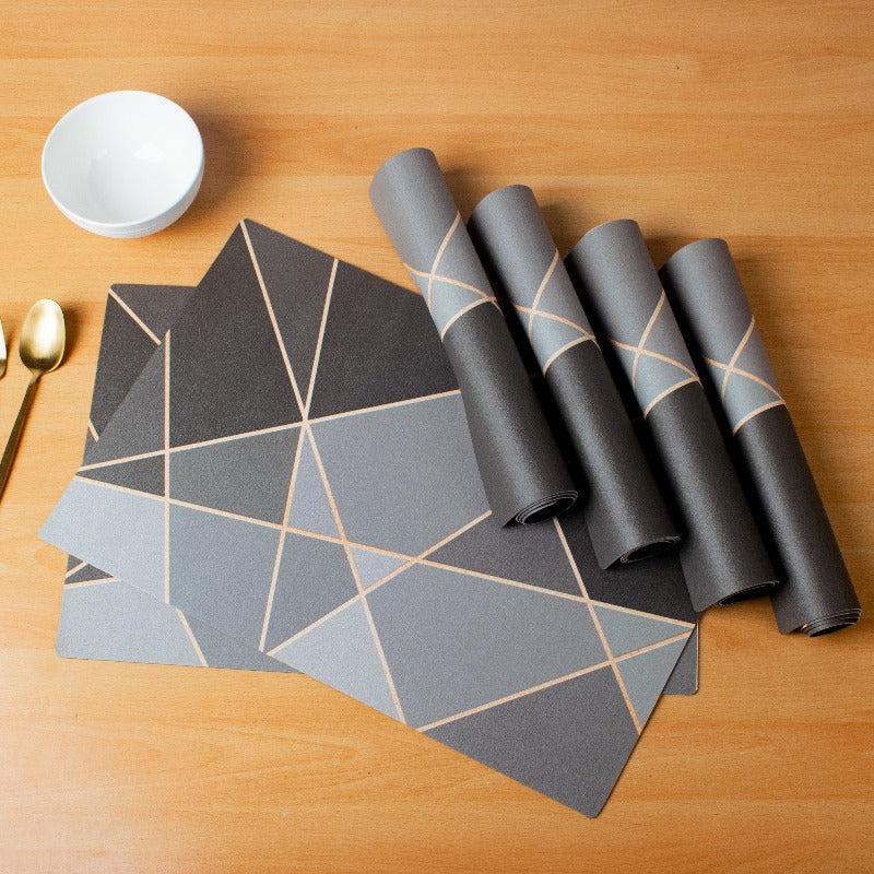 Abstract Black Table Mats Set | 6 Pcs Tablemat The June Shop