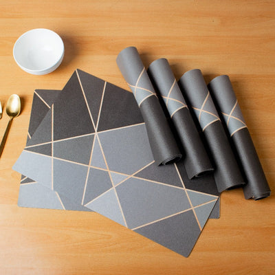 Abstract Black Table Mats Set | 6 Pcs Tablemat The June Shop   