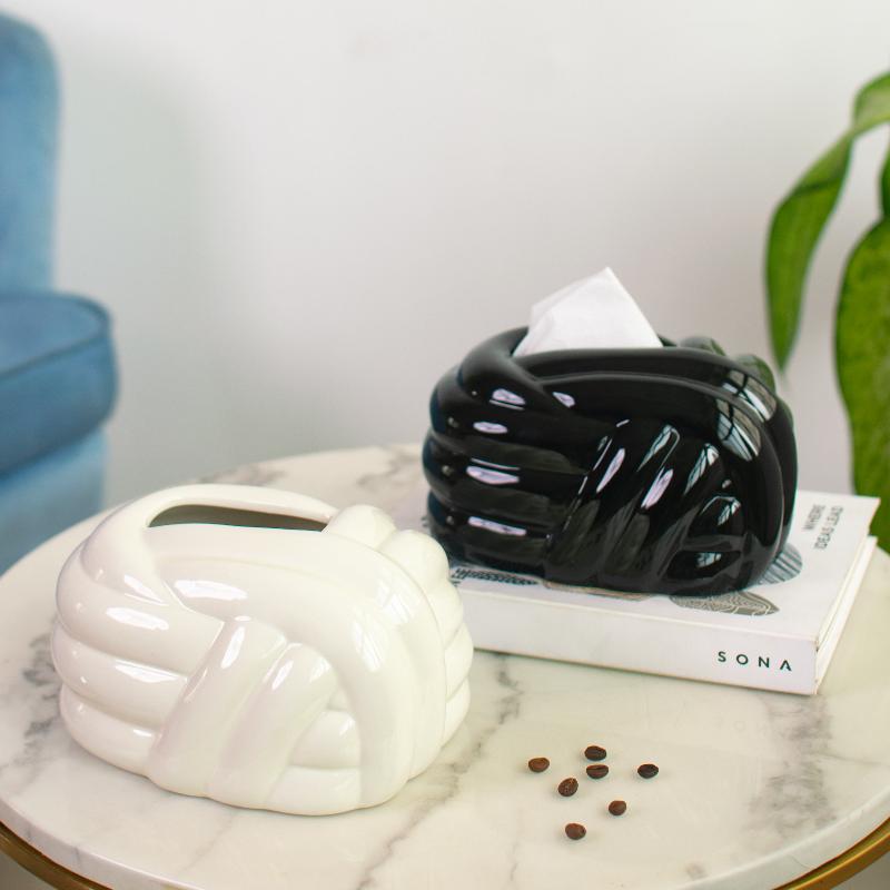 Knotted Elegance Ceramic Tissue Holder