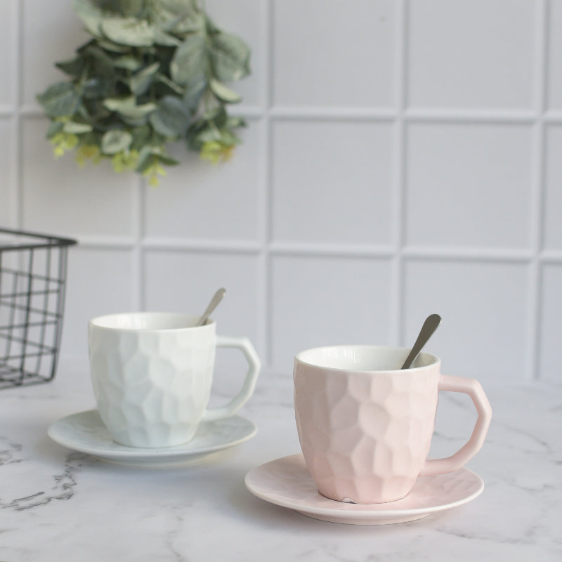 Pastel Crumple Texture Tea Cup & Saucer Set Tea Cups ERL