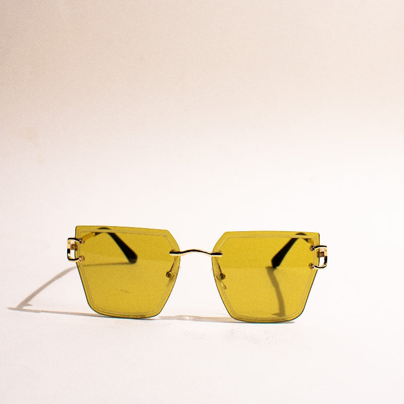 Glam Affair Square Cateye Yellow Sunglass Eyewear June Trading