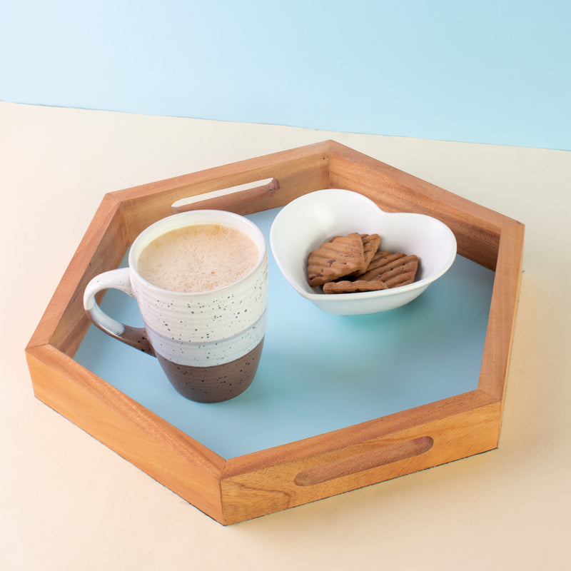 Wooden Hexagonal Serving Tray Serving Tray June Trading