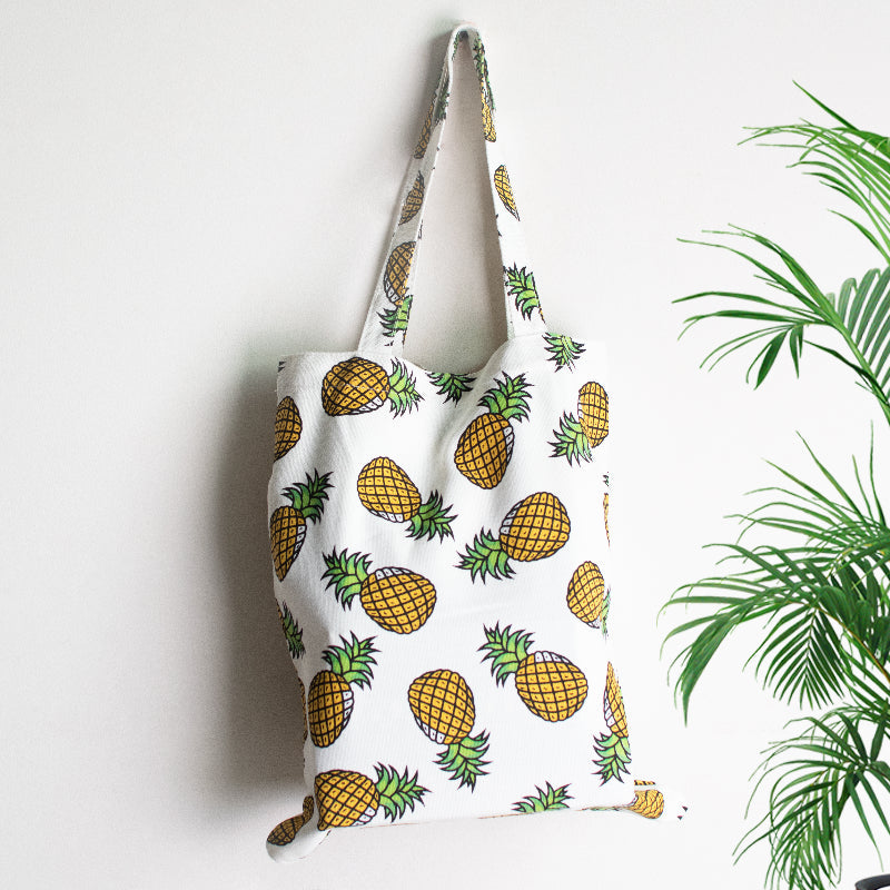 Pineapple White Tote Bag Tote Bag ERL