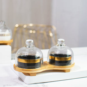 Round Ceramic Bowl With Glass Lid (Set of 2) Serving Platters June Trading Berry Black