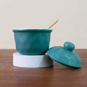 Spice & Pickle Pot With Spoon Seasoning Containers June Trading Basil Green