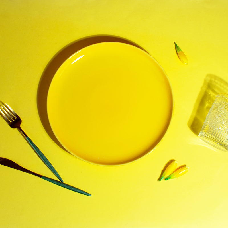 Vivid Glossy Solid Colour Plates - Sunflower Yellow (10 Inches) Dinner Plates June Trading