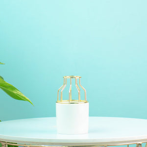 Cylindrical Vase With Gold Metal Cage Vases June Trading Holographic