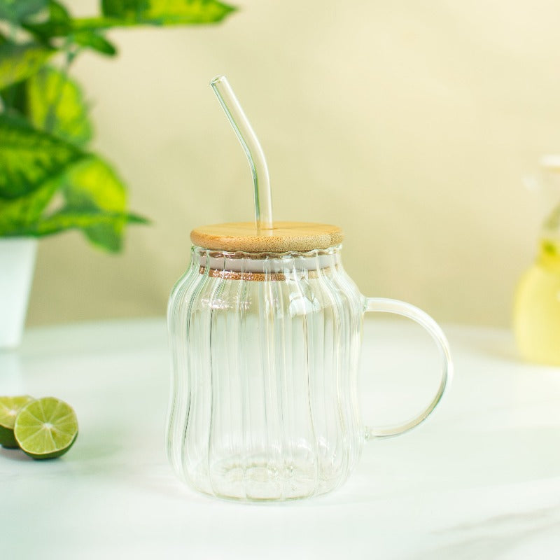 Glass Straw Tumbler with Sealable Lid