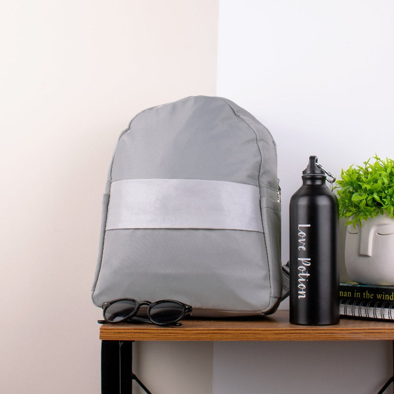 Shimmer Silver Minimalist Backpack – The June Shop display picture 3