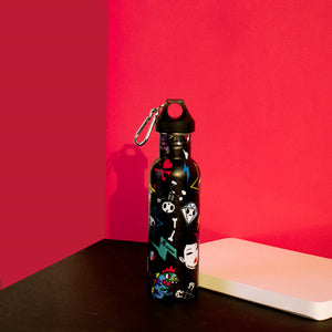 Quirky Black Design Metal Bottle Bottles June Trading