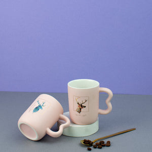 Reindeer Embellished Ceramic Coffee Mugs Coffee Mugs June Trading