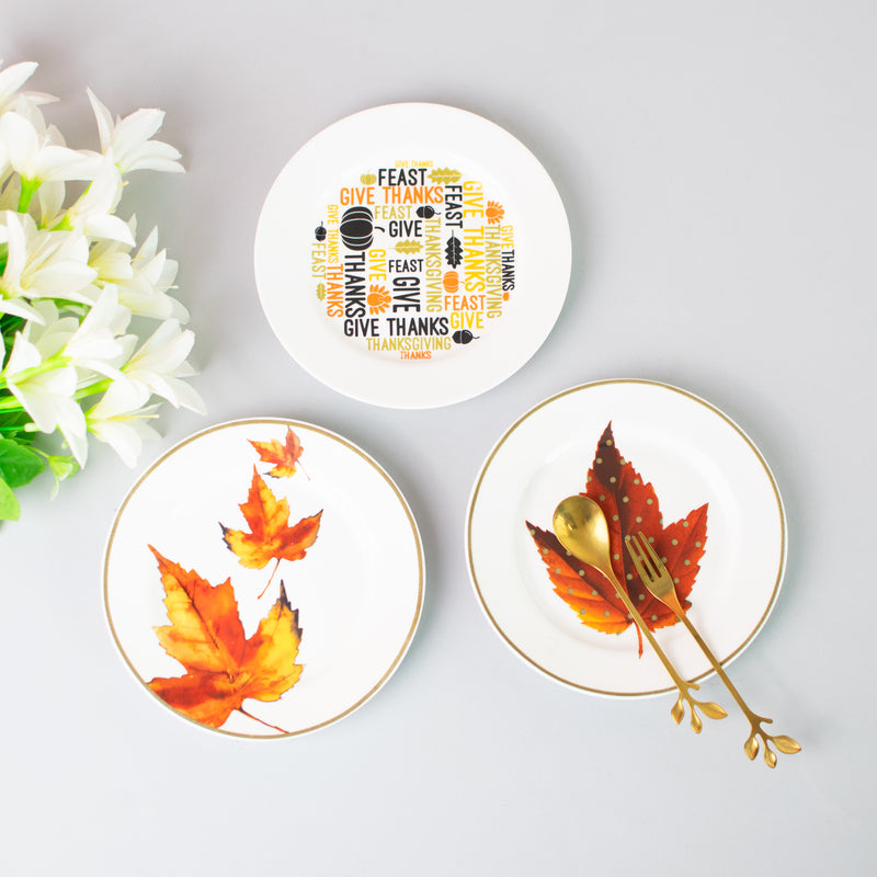 Maple Leaves 5.5-Inch Snack Plate Snack Plate June Trading Set of 3