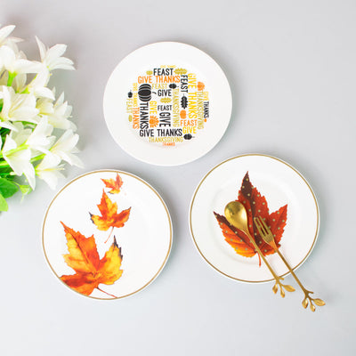 Maple Leaves 5.5-Inch Snack Plate Snack Plate June Trading Set of 3  