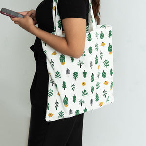 Tropical Print White Tote Bag Tote Bag ERL