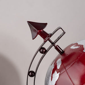 Vintage Red & Silver Globe Artifact Artifacts June Trading