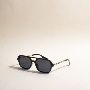 Soigné Flat-Bar Aviator Black Sunglass Eyewear June Trading
