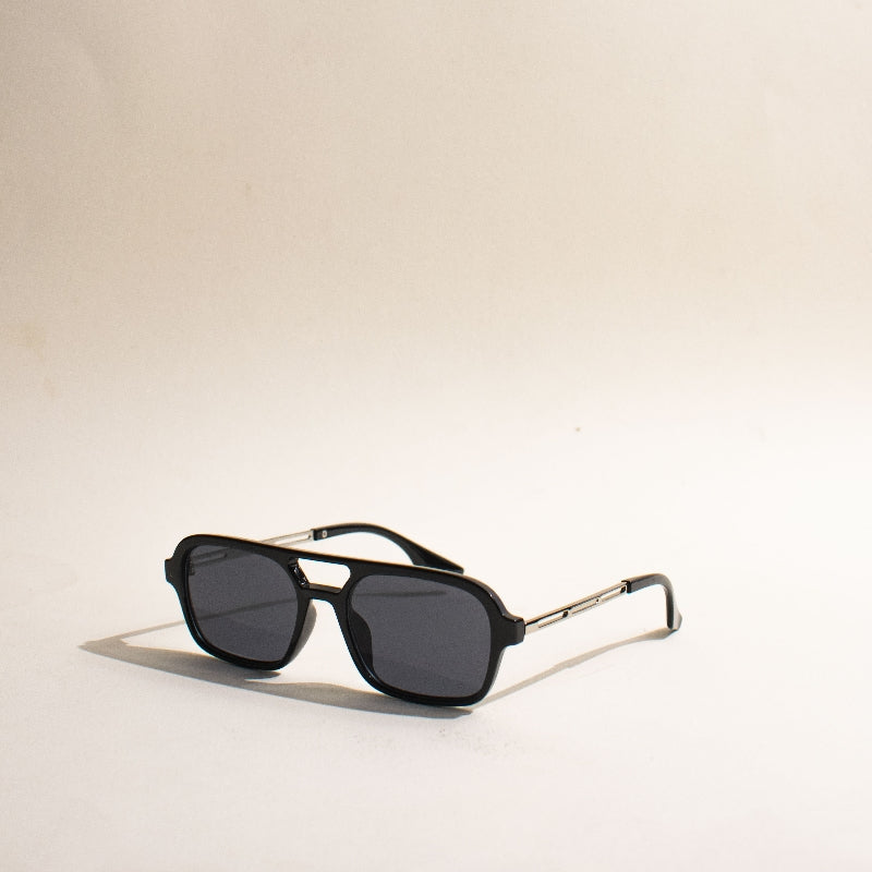 Soigné Flat-Bar Aviator Black Sunglass Eyewear June Trading