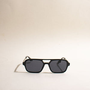 Soigné Flat-Bar Aviator Black Sunglass Eyewear June Trading