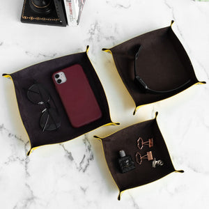 Set of 3 Lemon Elegant Leather Desk Organizer Tray Desk Organisers June Trading