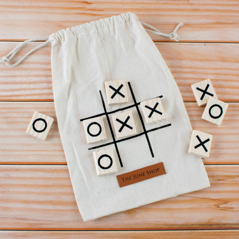 Wooden Tic-Tac-Toe Game (With Drawstring Pouch) Party Games June Trading
