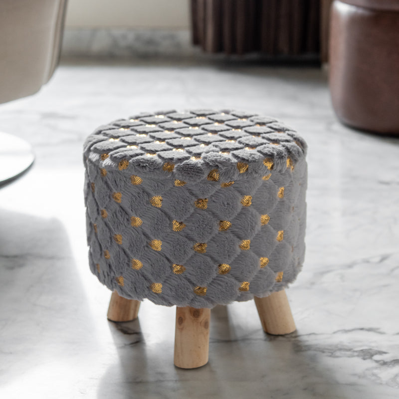 Ornamental Faux Fur Ottoman The June Shop
