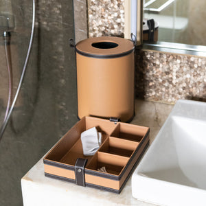 Caramel Brown Vegan Leather Storage Home Organizers Desk Organisers June Trading