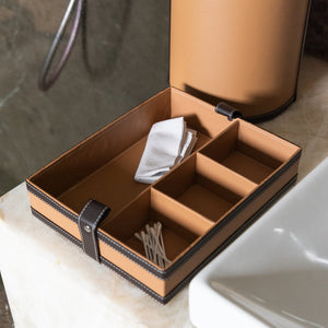 Caramel Brown Vegan Leather Storage Home Organizers Desk Organisers June Trading