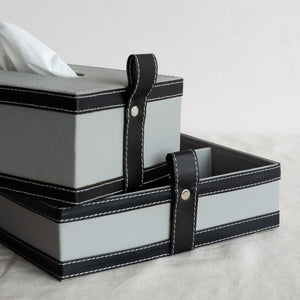 Stone Grey Vegan Leather Storage Home Organizers Desk Organisers June Trading