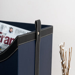 Midnight Blue Vegan Leather Storage Home Organizers Desk Organisers June Trading