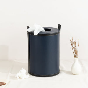 Midnight Blue Vegan Leather Storage Home Organizers Desk Organisers June Trading Desk Trash Bin