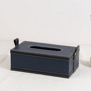 Midnight Blue Vegan Leather Storage Home Organizers Desk Organisers June Trading Tissue Box