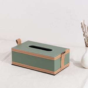 Elegant Emerald Vegan Leather Storage Home Organizers Desk Organisers June Trading Tissue Box