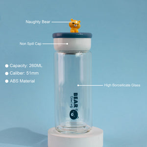 Teddy Ensembled On Top Transparent Glass Water Bottle Bottles June Trading