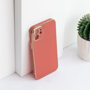 Apple iPhone 12 Golden Edge Solid Color Cover iPhone 12 June Trading Rouge Red