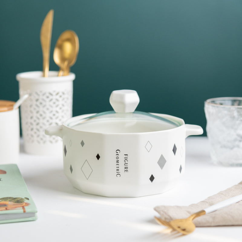 Nordic Shapes Ceramic Casserole With Lid Casserole June Trading