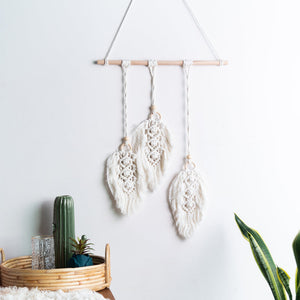 Feather Macrame Handmade Wall Hanging With Lights Macrame June Trading