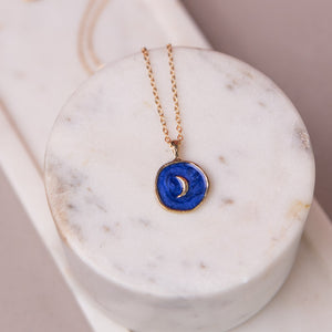 Gold Rimmed Moon Pendant - Necklace Necklace June Trading