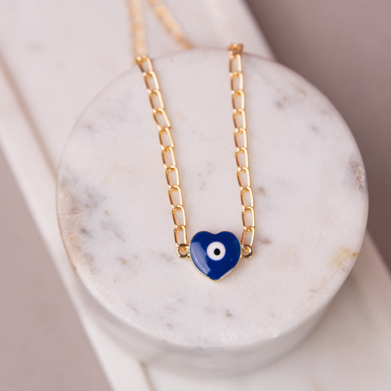 Blue Heart Evil Eye - Necklace Necklace June Trading