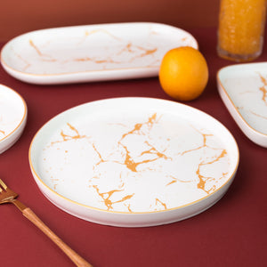 Marble Accent Dinner Ware With Square Plates - 18 Pieces Dinner Sets June Trading