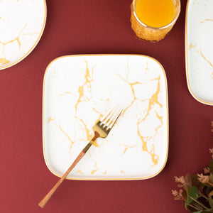 Marble Accent Dinner Ware With Square Plates - 18 Pieces Dinner Sets June Trading