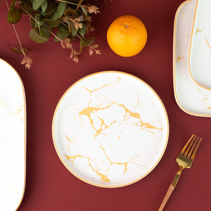 Marble Accent Dinner Ware With Square Plates - 18 Pieces Dinner Sets June Trading