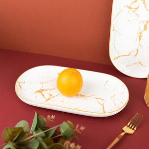 Marble Accent Dinner Ware With Square Plates - 18 Pieces Dinner Sets June Trading