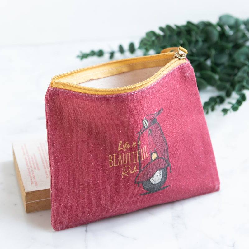 Life Is A Beautiful Ride - Canvas Pouch Pouch June Trading