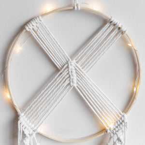 Decorative Round Macrame Handmade Wall Hanging Tapestry With Lights Macrame June Trading