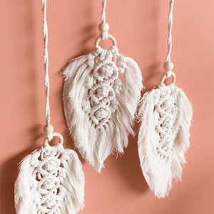 Feather Macrame Handmade Wall Hanging With Lights Macrame June Trading
