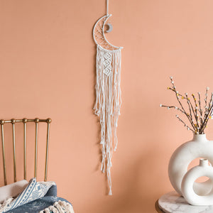 Moon Macrame Handmade Wall Hanging WIth Fairy Lights Macrame June Trading