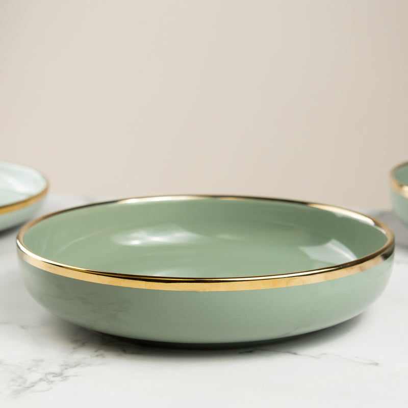 Nordic Sage Gold Rimmed Rice Plate Pasta Bowl June Trading Rice Plate